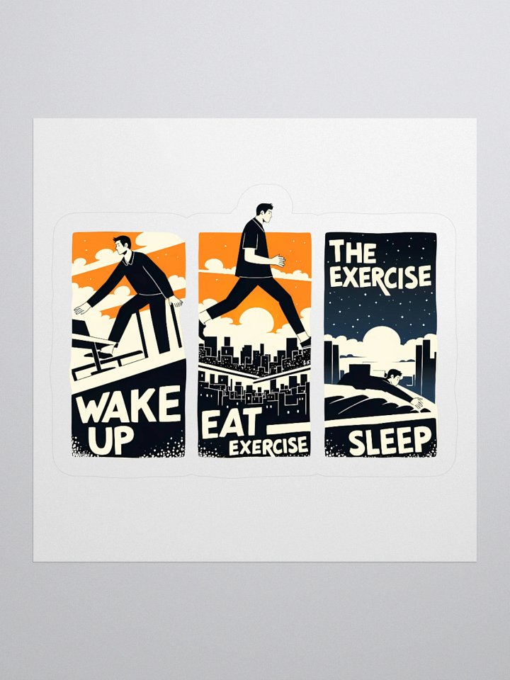 Clean-Line Daily Routine Art | Wake-Eat-Exercise-Sleep Print Sticker product image (2)