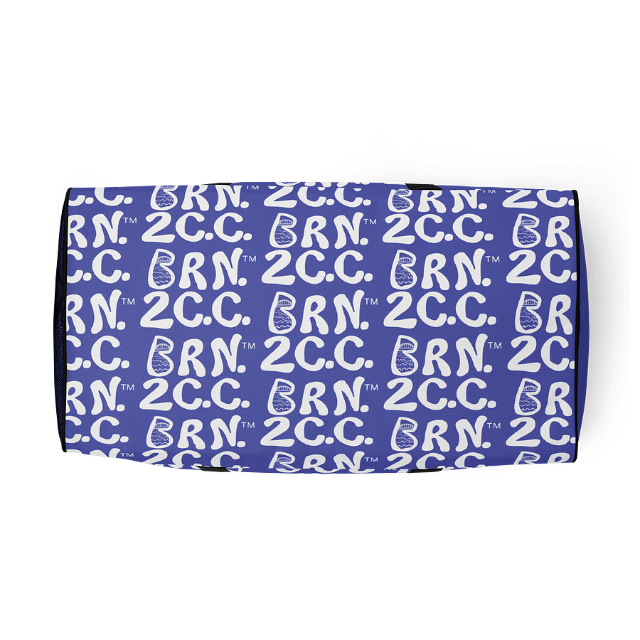 BOURNE to Cape Cod™ | Duffle Bag | BRN.2C.C.™ | Coastal Gym & Travel Gear | 22" All-Over Print Weekender | White Logos on Slate Blue product image (5)