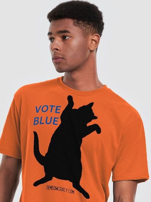 Vote Blue Dancing Black Cat Demeowcracy Supersoft Slim Fit T-Shirt product image (1)