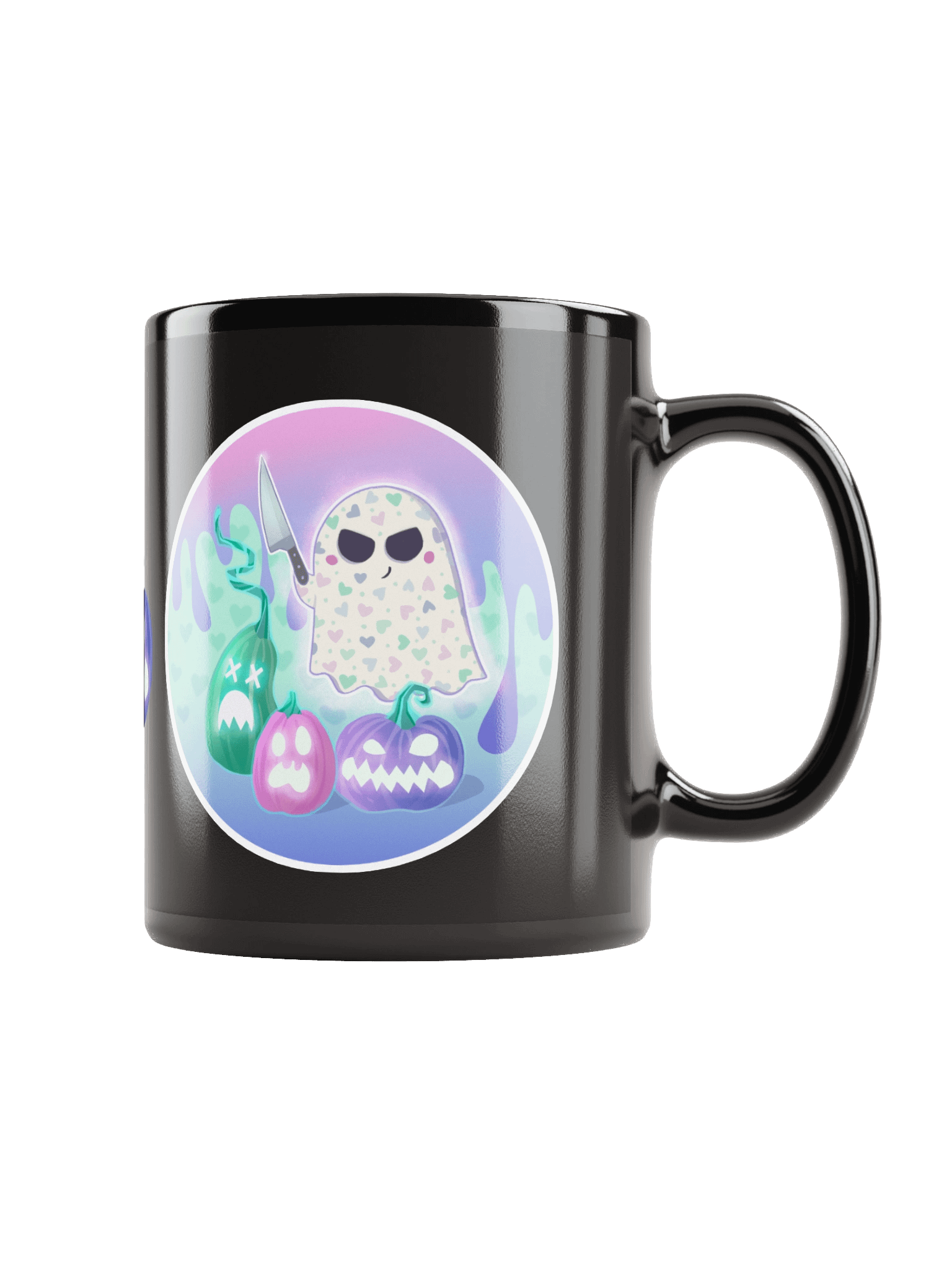 Pastel Little Ghost Pumpkin Carver - Black Ceramic Mug product image (1)
