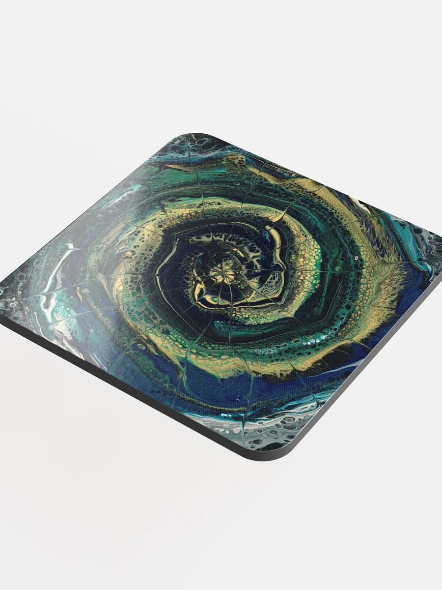 Midnight Halo - Abstract Acrylic Ring Pour, Set of 4 Printed Coasters product image (4)