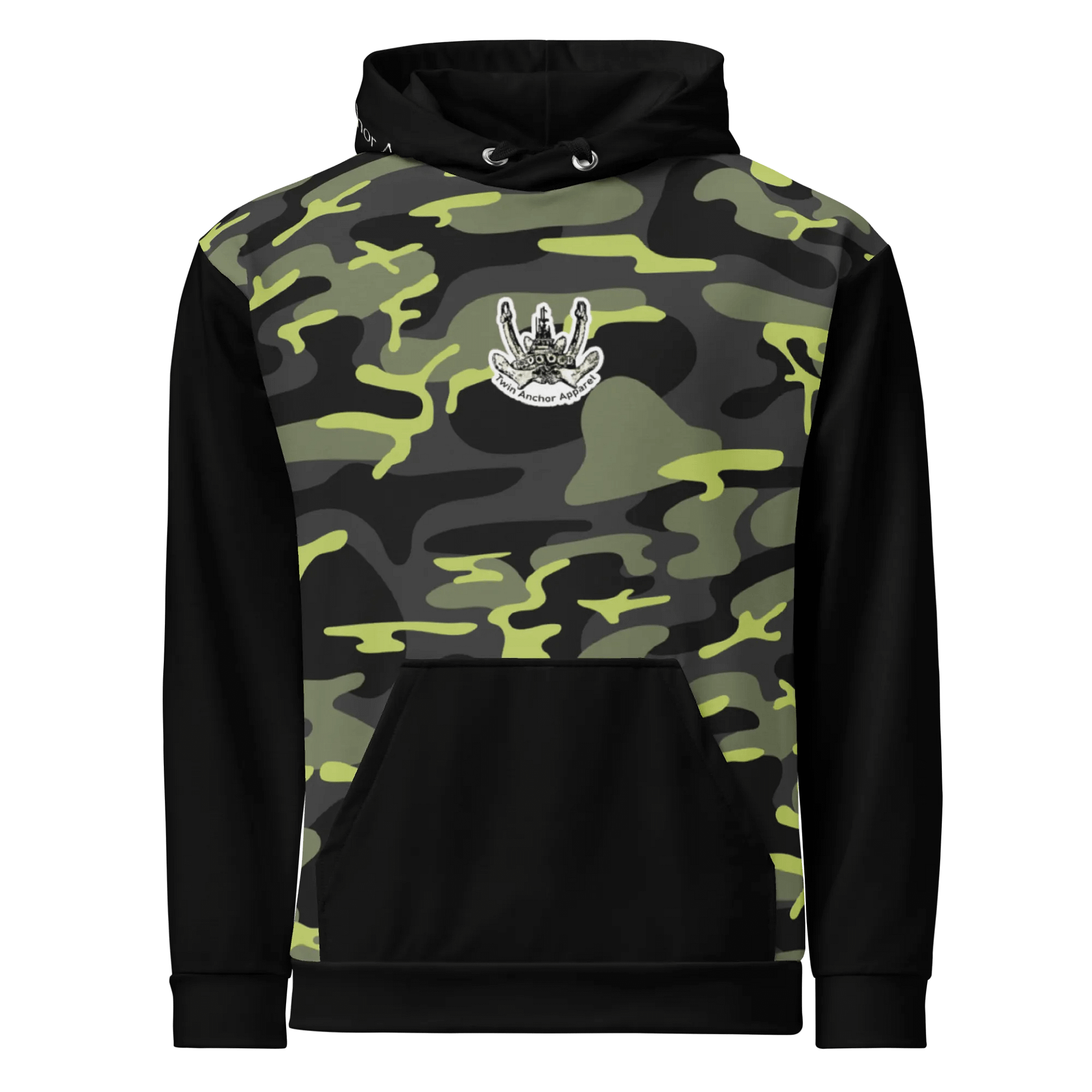 black & Green Camouflage Twin Anchor Logo Hoodie product image (1)