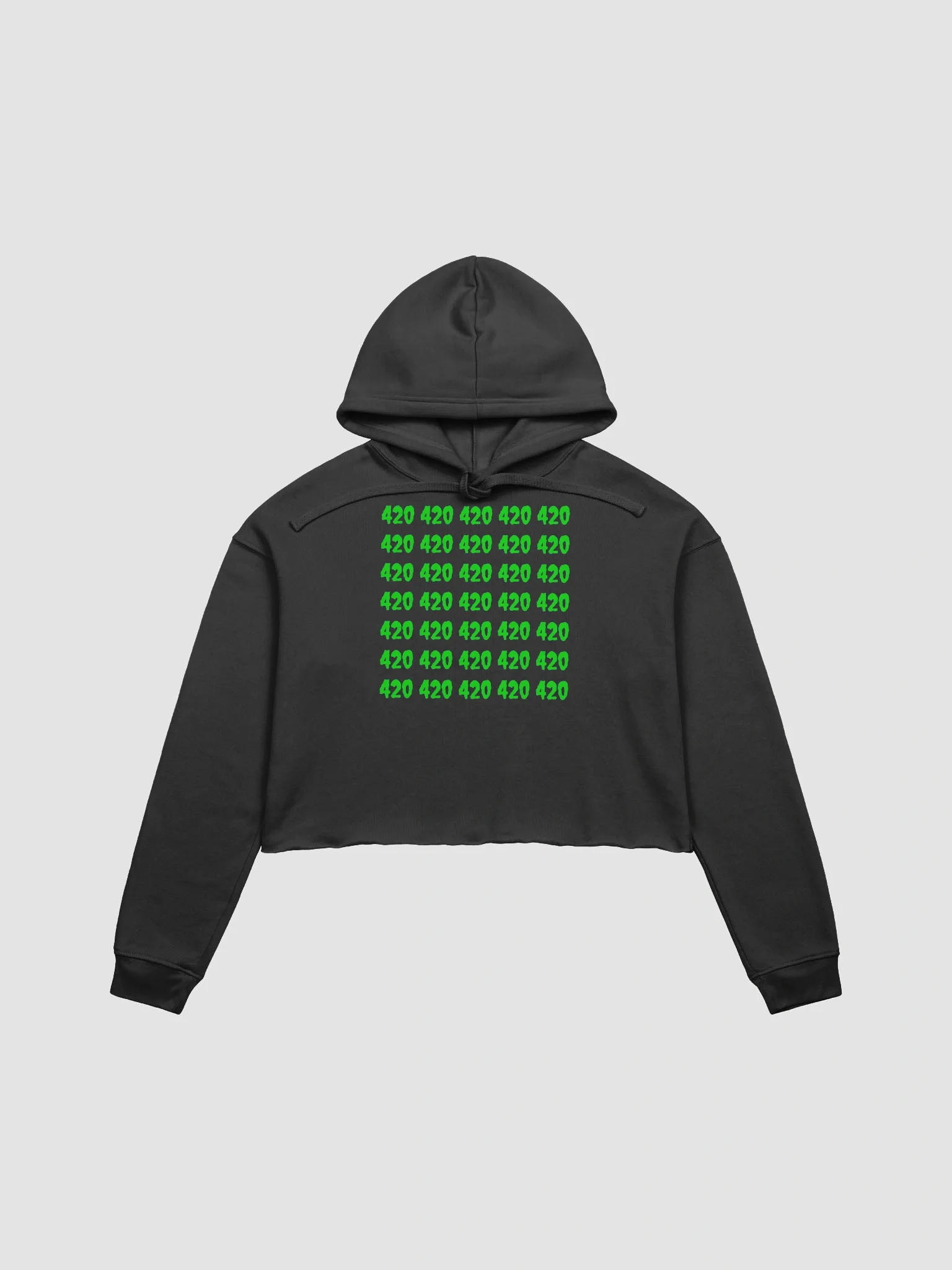 Happy 420 Black Crop Hoodie, Punk Rock Cannabis Clothing, Gothic Stoner Fashion product image (4)