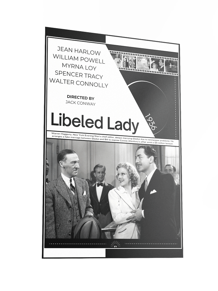 Libeled Lady with Myrna Loy, Jean Harlow, Spencer Tracy and William Powell 1936 | Movie Poster | 12x18 Wall Art product image (2)