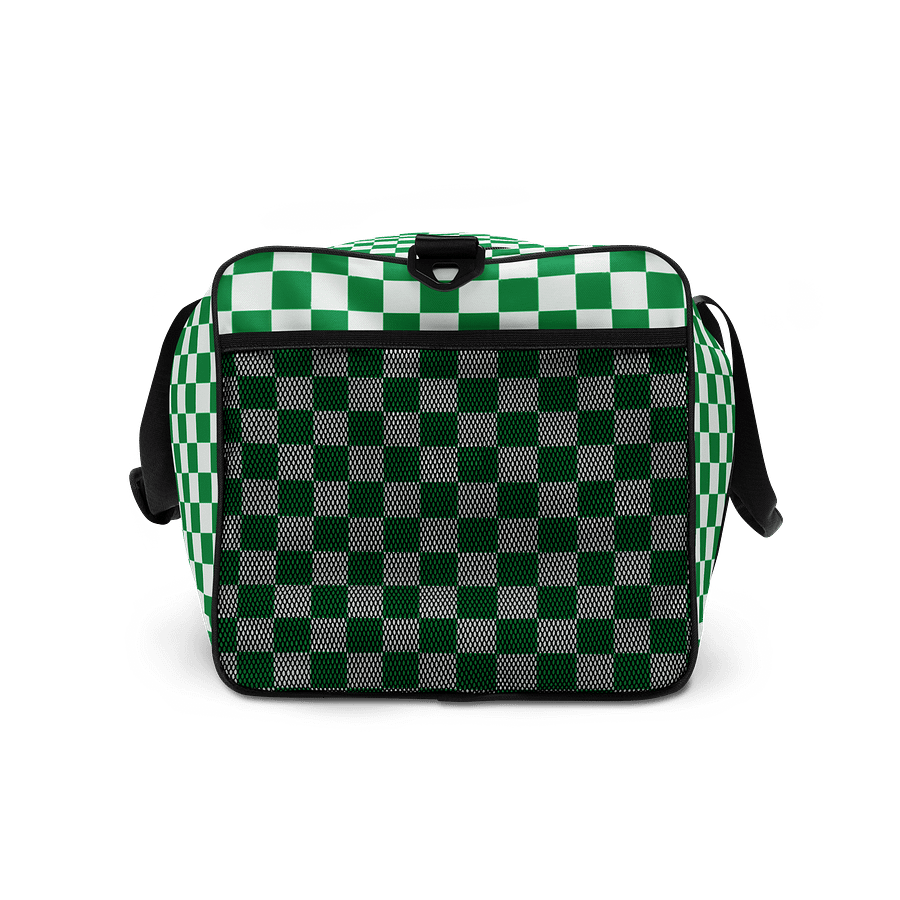 Checkered! Green and White Checkers Duffel Bag product image (7)