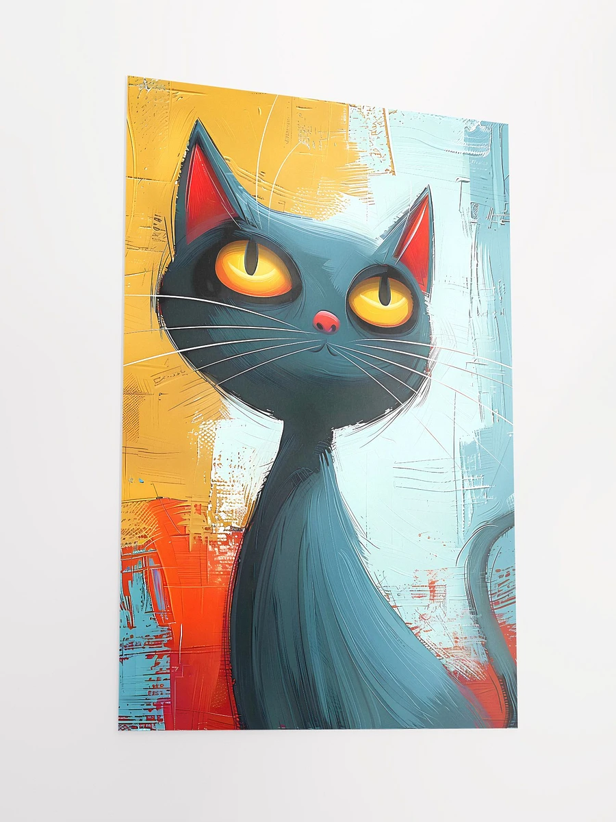 Curious Gaze of a Modern Art Cat: Abstract Feline Matte Poster product image (4)