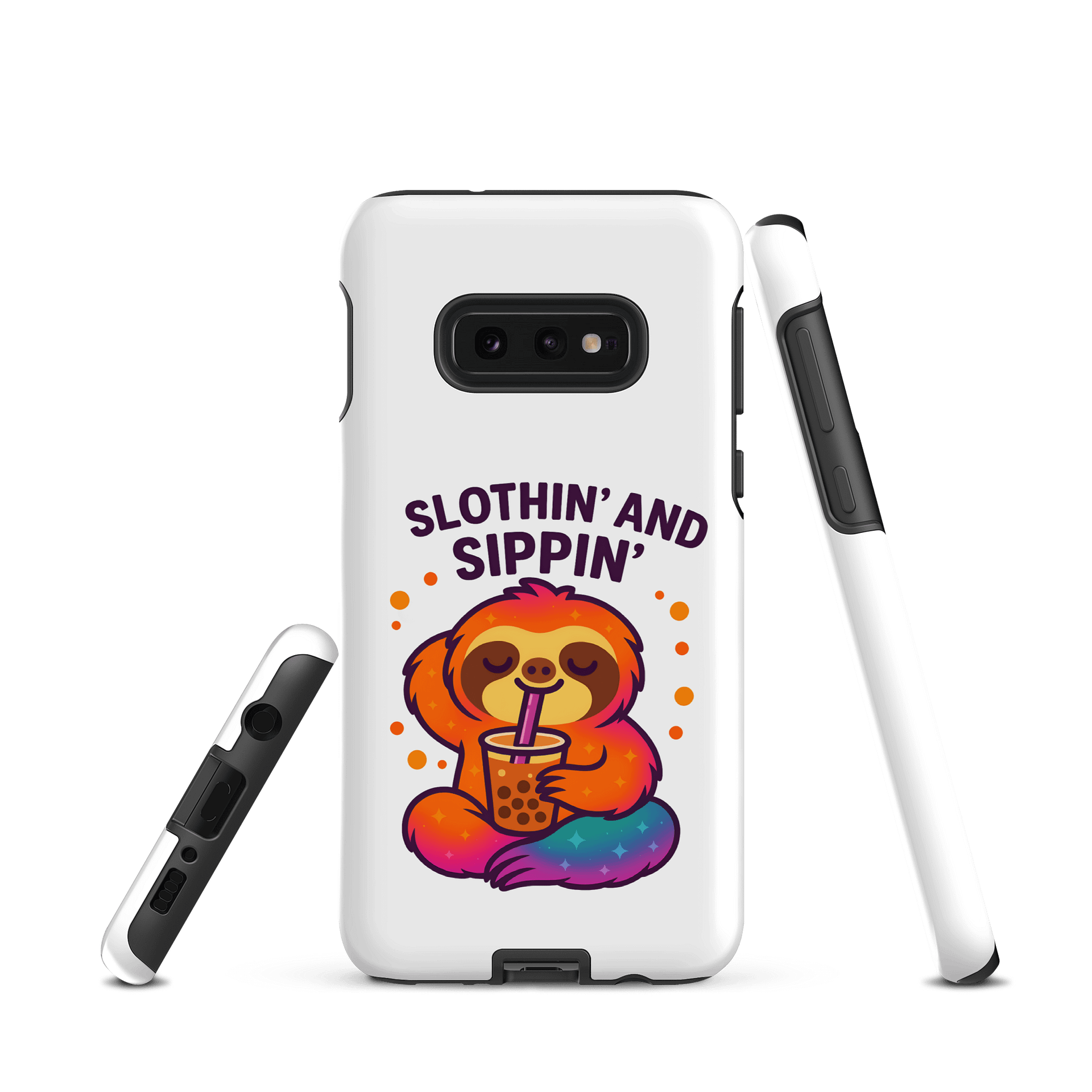 Slothin’ and Sippin’ – Funny Sloth Samsung Case | Boba Edition Tough Phone Case – Sloths Having Snacks Collection product image (1)