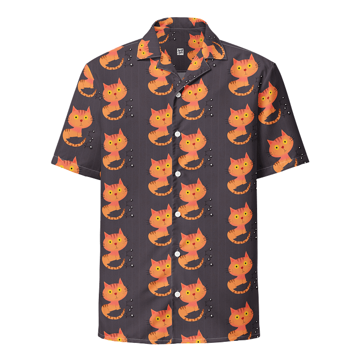 Feasting Ginger Kitty Button-Down Hawaiian Shirt - Charcoal product image (1)