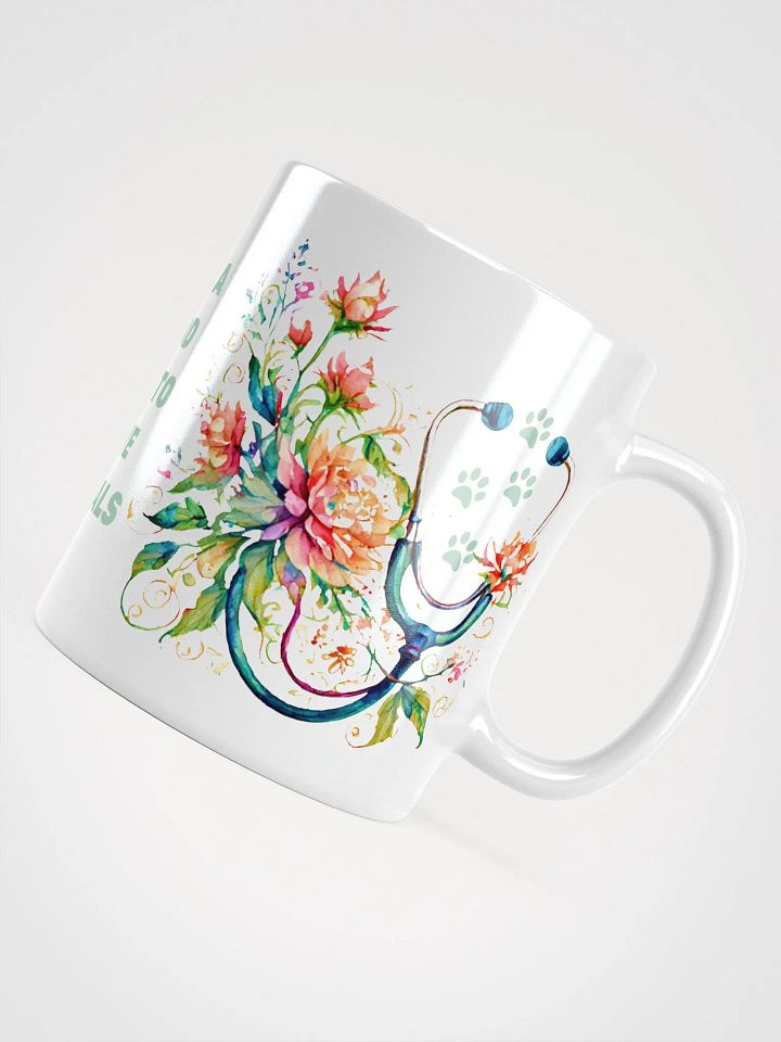 "Stethoscope with flowers and animal paw prints" ceramic mug product image (2)