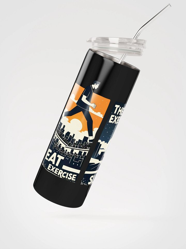 Clean-Line Daily Routine Art | Wake-Eat-Exercise-Sleep Print Steel Tumbler product image (2)