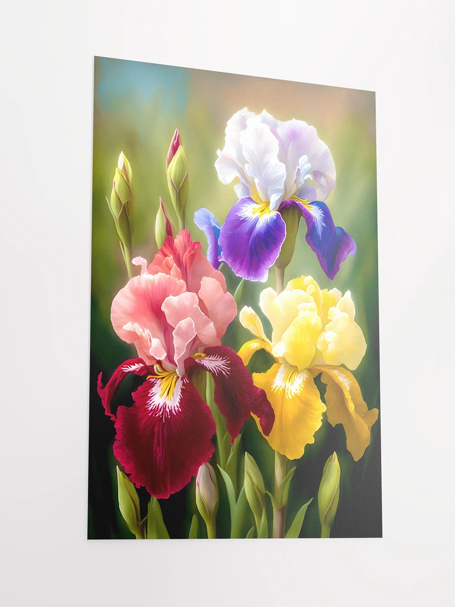 Vibrant Bearded Iris Trio - Lush Floral Garden Art Print Matte Poster product image (4)