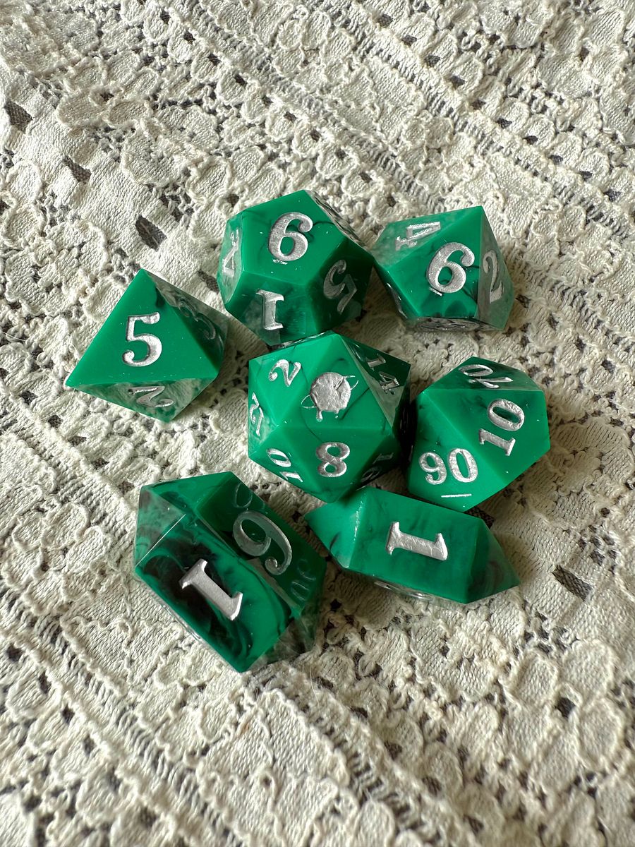 "Teal Swirl" 7pc Dice Set product image (1)