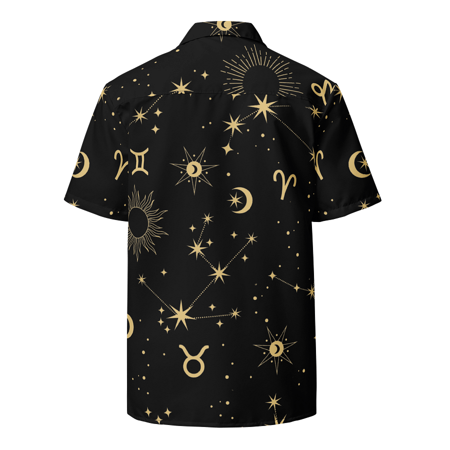 Celestial Zodiac Gold Print Hawaiian Shirt product image (2)