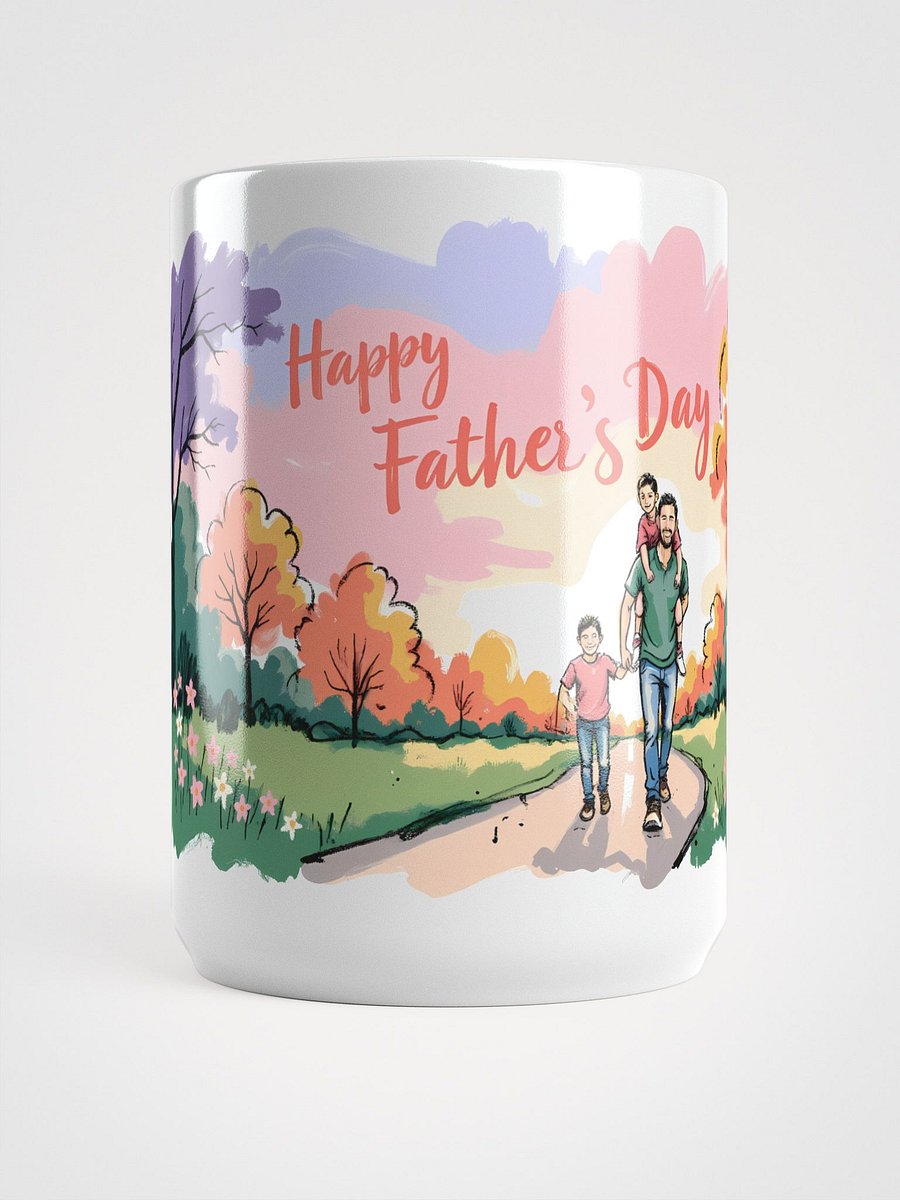 Joyful Father’s Day Walk | Vibrant Family Art Print Glossy Mug product image (5)