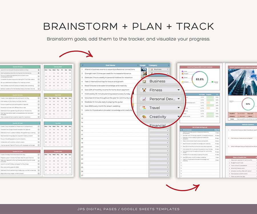 Goal Planner and Tracker, Google Sheets Template product image (7)