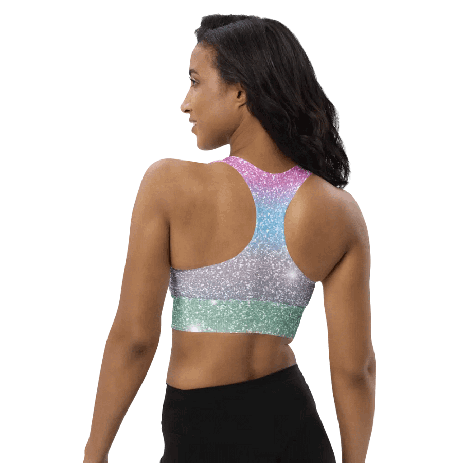 Glitter Unicorn Texture Design Longline Sports Bra - 5 product image (6)