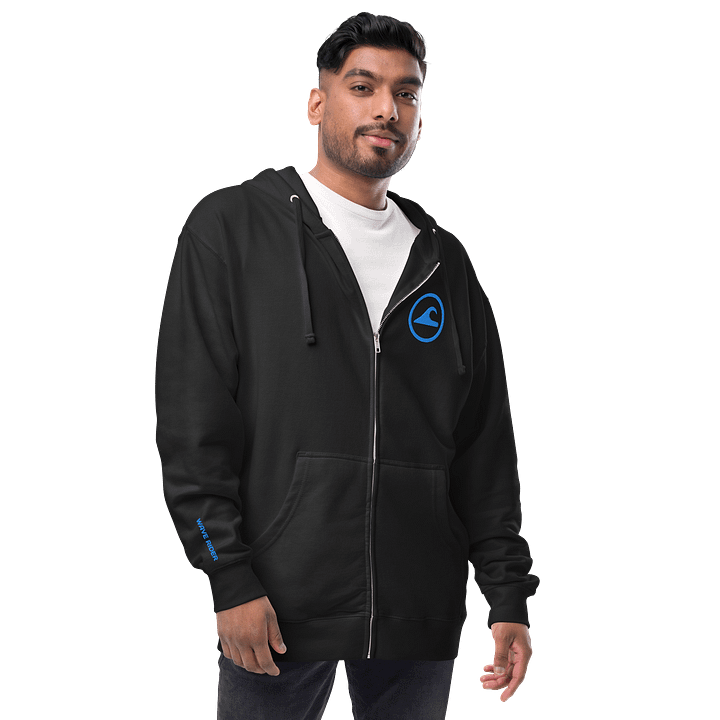 Embroidered Wave Rider Fleece Zip-Up Hoodie (Aqua) product image (2)