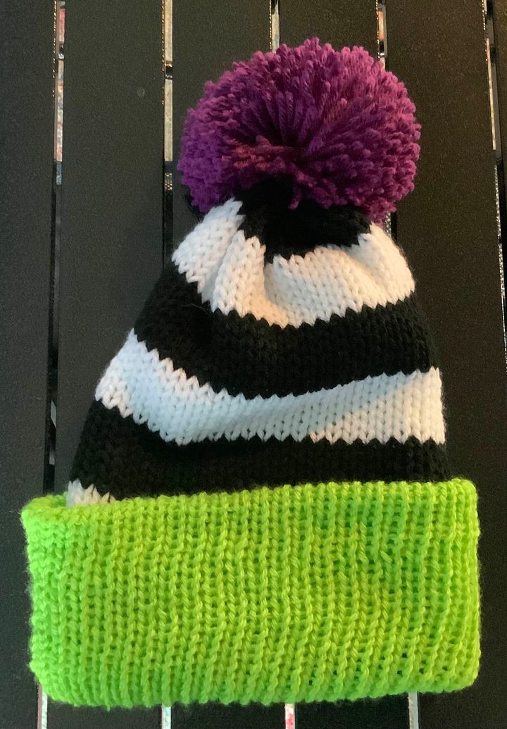 Beetlejuice beanie hat with pompom product image (1)