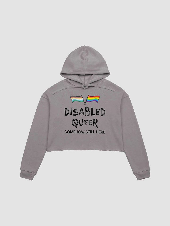 Disabled Queer Still Here fleece crop hoodie product image (13)