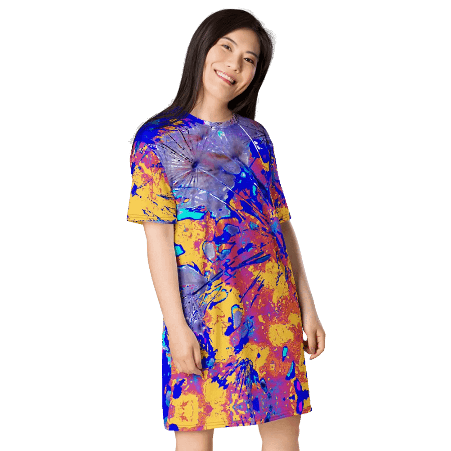Vibrant Abstract Dandelion Seeds Ladies T Shirt Dress product image (5)