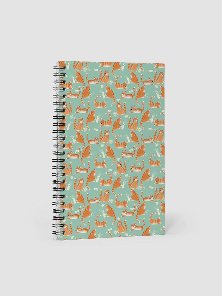 Bad Orange Tabby Cats Knocking Stuff Over Pattern Notebook, Orange product image (1)