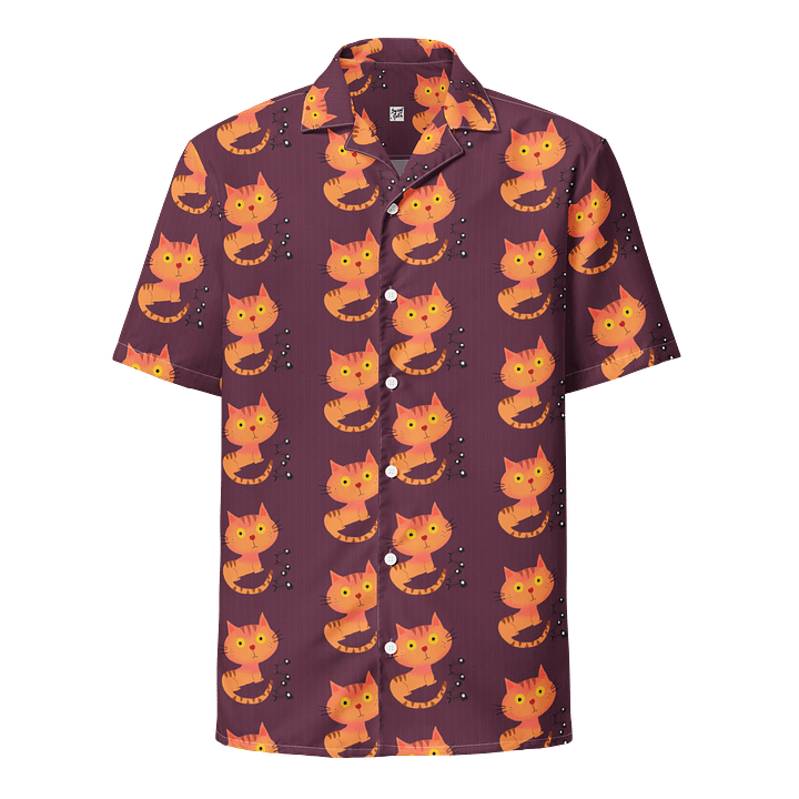Feasting Ginger Kitty Button-Down Hawaiian Shirt - Wine product image (1)