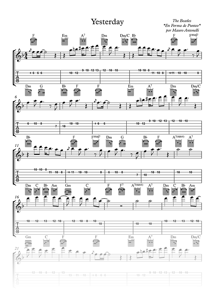 Yesterday - Partitura + Tabs + Acordes + Pista product image (1)