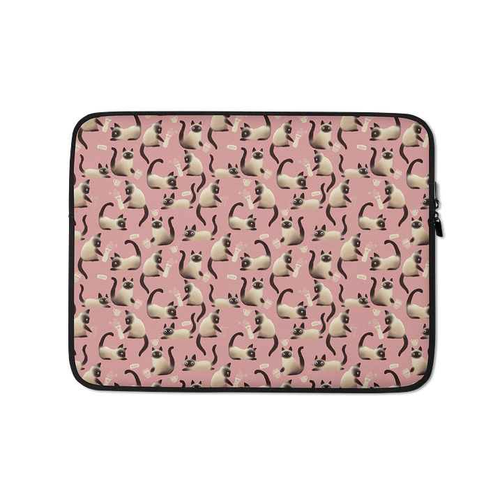 Bad Siamese Cats Knocking Stuff Over Laptop Sleeve, Pink product image (1)