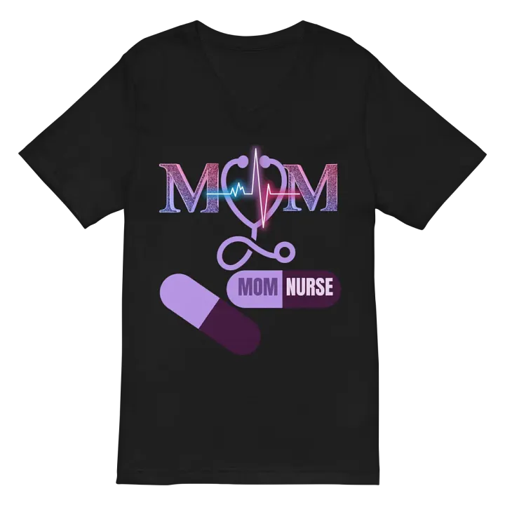 Mom Nurse Heartbeat V-Neck Tee product image (3)