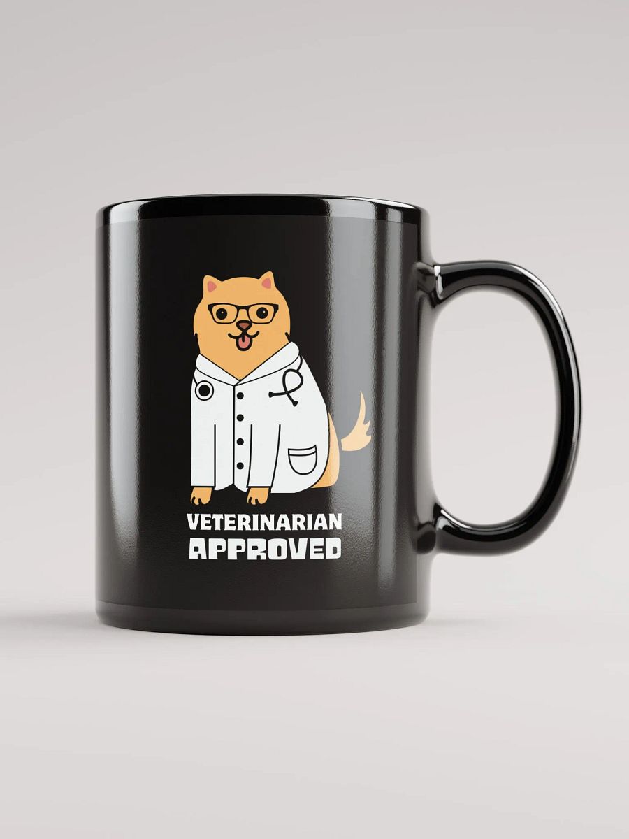 "Veterinarian approbed" black glossy mug product image (1)