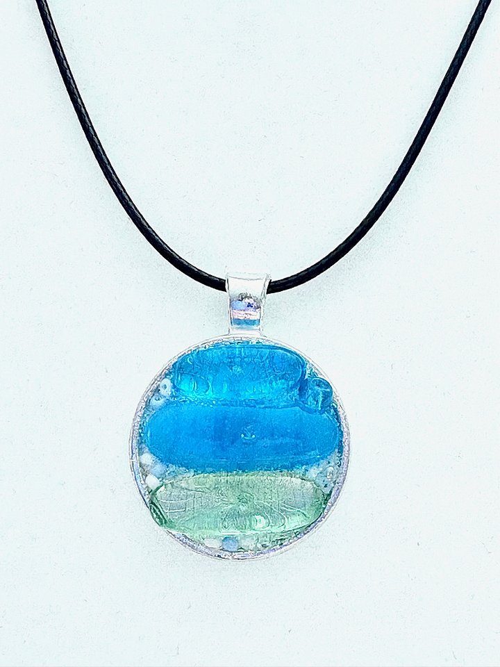 Coastal Calm Horizon Pendant Necklace | Handmade Glass Art Jewelry | Monique Faella Designs™ | MFD-00206 product image (1)