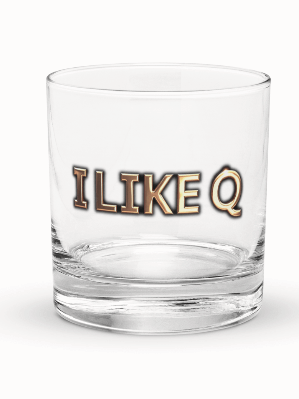 Shiny Metallic Rocks Glass - 'I LIKE Q' product image (1)