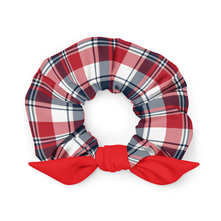 Red & Navy Plaid Scrunchie with Detachable Bow | Sustainable Hair Tie product image (1)
