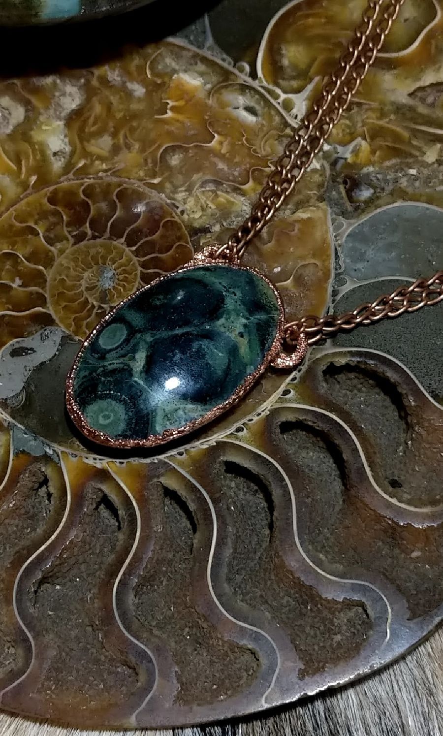 Kambaba Jasper, Blue Lace Agate, Citrine & Amethyst Reversible Copper Necklace product image (4)