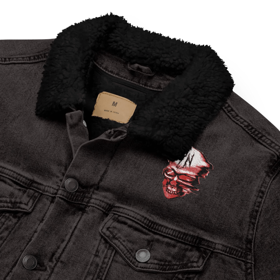 YN skull Logo RED Denim Sherpa Jacket product image (4)