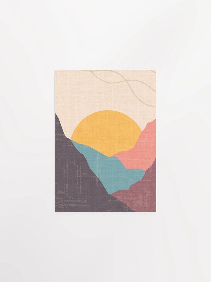 Calming Minimalist Boho Wall Art – Sunset, Hills & Flowing River Print | Modern Neutral Aesthetic Home Decor product image (11)