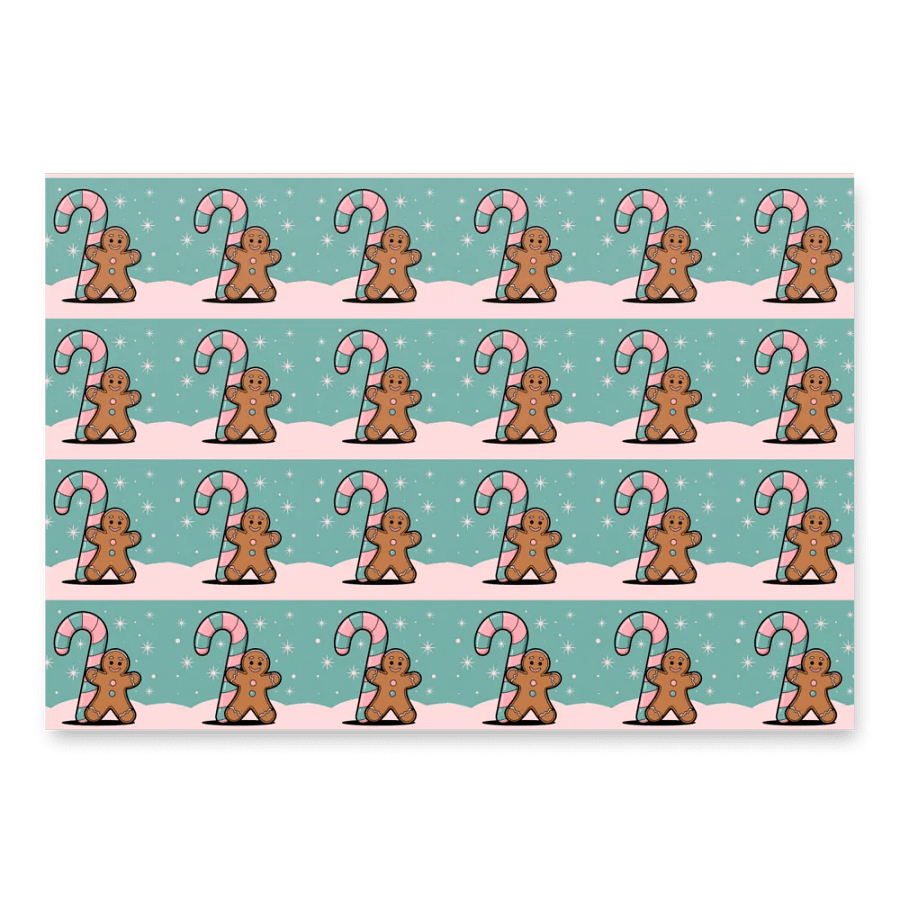 Festive Candy Cane and Gingerbread Man Wrapping Paper Set product image (1)