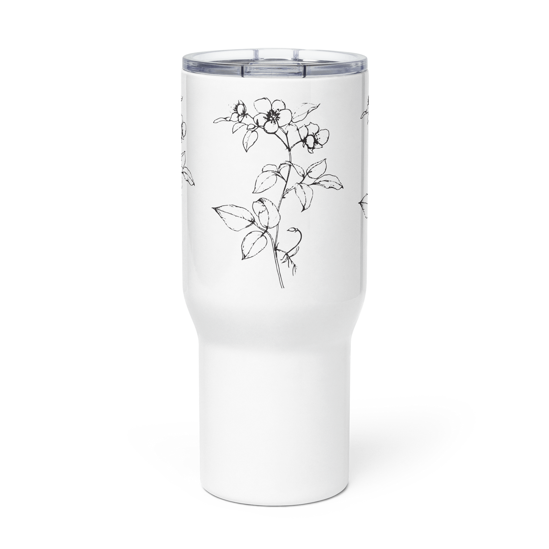 Black & White Floral Delight Travel Mug product image (3)