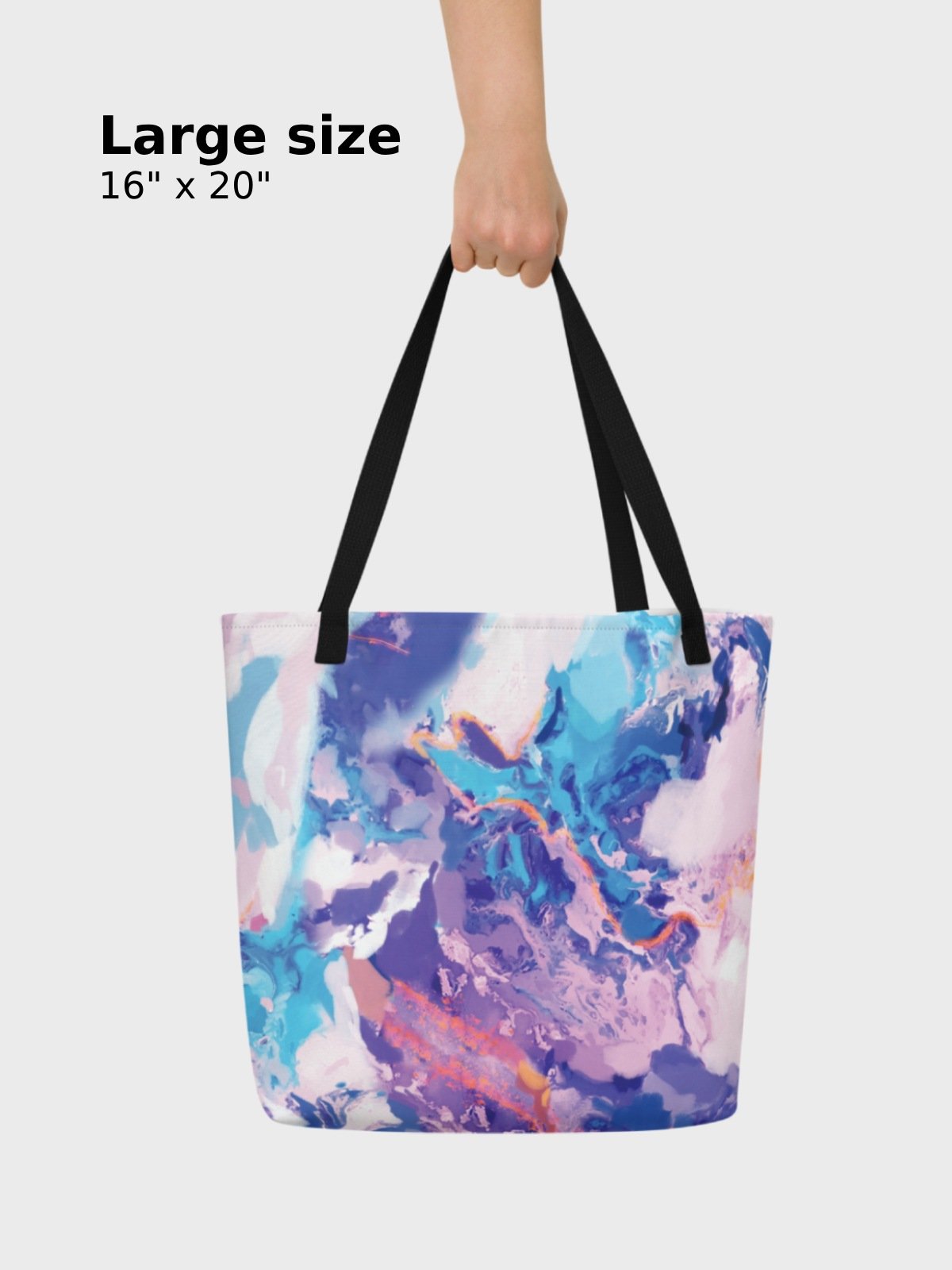 Large tote Bag "Marble Effect Pastel Blue Purple Dreamy Waves" product image (3)