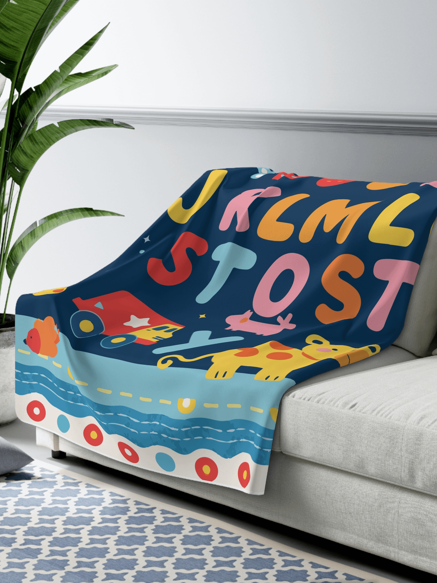 Pack of 13 Adorable Digital Art Design for Children's Blanket - Toys, Moon, and Stars Theme product image (4)