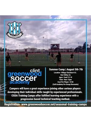Clint Greenwood Soccer Academy, local So-Cal Summer Camp details below. Contact for more details. Summer Camp | August 5th-7th Location- Village Christian H.S. Sun Valley, Ca Ages- Coed 12-18 Time- 9am-12pm Cost Per Player- $150 (Call Academy For Group Discounts) Direct Link- https://www.greenwoodsoccer.net/seasonal-training-camps CGSA - Campers will have a great experience joining other serious players developing their individual skills taught by experienced professionals. CGSA Training Camps offer fulfilled learning experience with a progression based technical teaching method. #soccertrainer #soccertrainers #soccertrainerforkids #soccertrainerextraordinaire #soccertrainerforgirls #soccertrainerforboys #soccertrainergoal #soccertrainerlife #socceracademy #socceracademykids #socceracademyfc #socceracademycamp #soccerpractice #soccerpractice⚽️ #soccerpracticedrills #soccerpractices #soccerpractice⚽ #soccerpracticeathome #soccerpracticeagain #soccerpracticeafter #soccerpracticeatthebeach #soccerpracticeadventures #soccercoach #soccercoaching #soccercoachingdrills #soccercoaches #soccercoachlife #soccercoachacademy