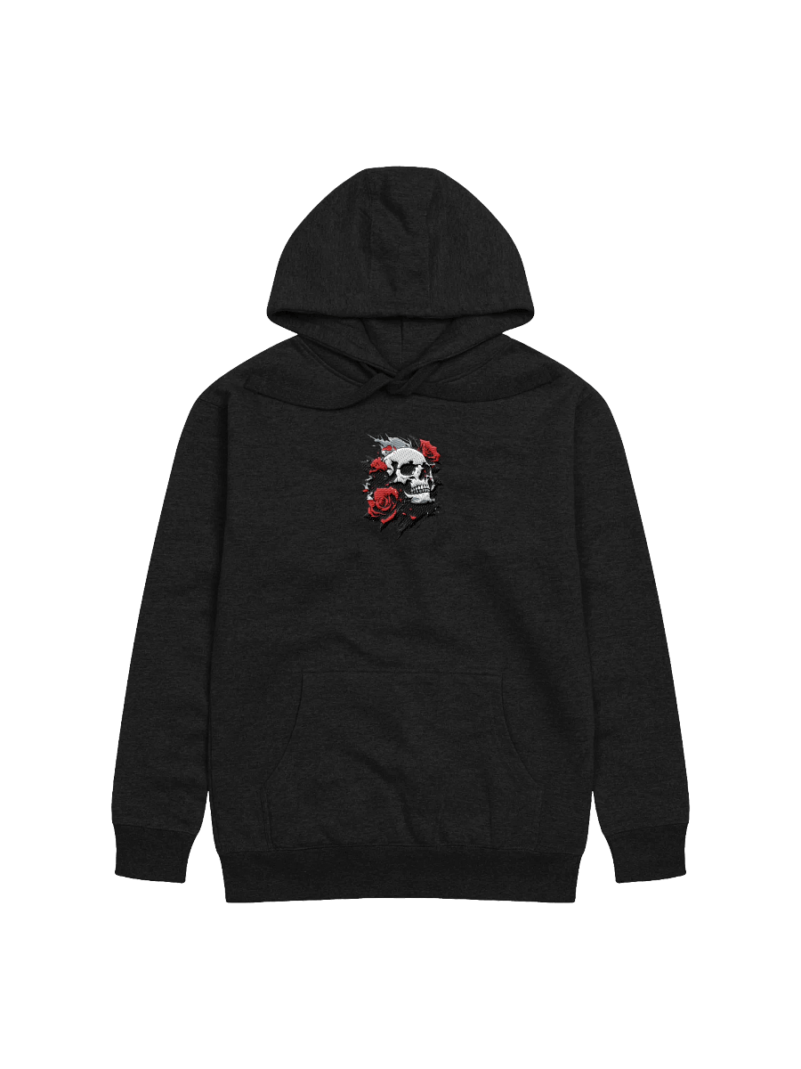 Rose-Adorned Skull Center Embroidered Hoodie product image (57)