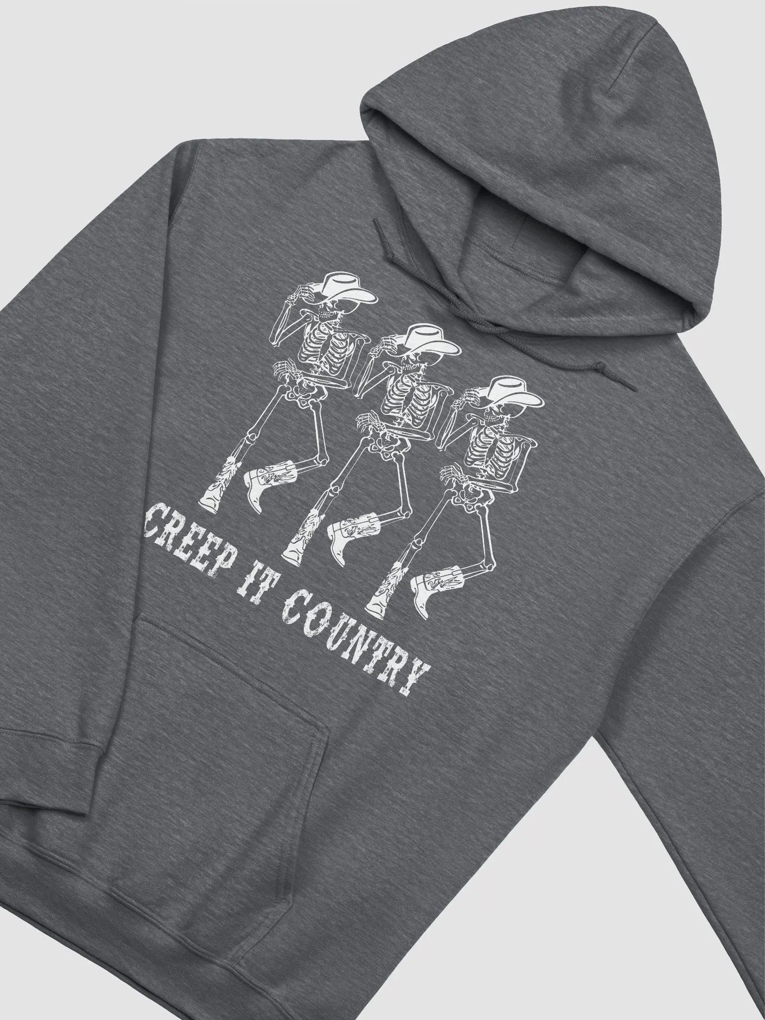 Creep It Country Cowboy Skeletons Hooded Sweatshirt | Funny Western-Themed Fall and Halloween Hoodie Design product image (18)