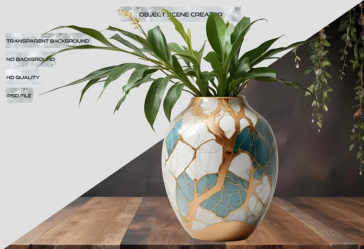 Golden Forest – Vase Tree of Life Kintsugi gold repair png product image (2)