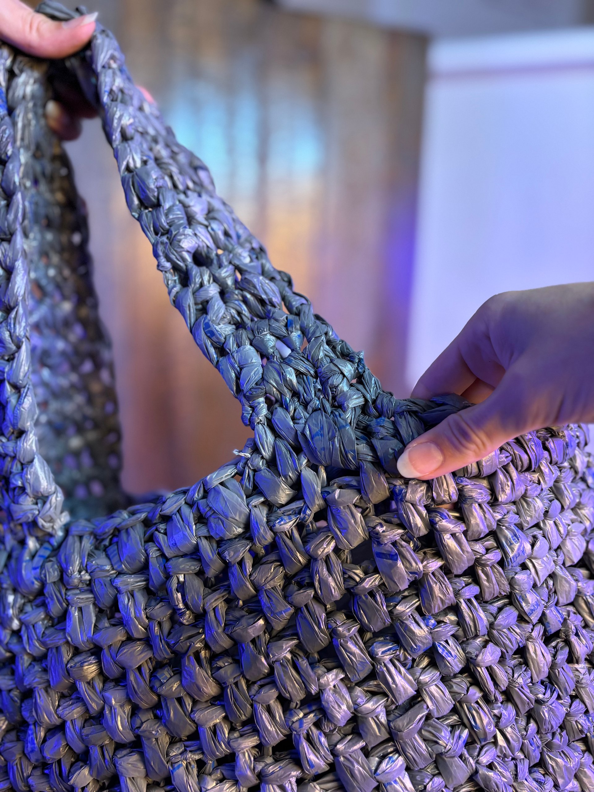 Large Handcrafted Crochet Tote Bag (Solid Grey) product image (4)
