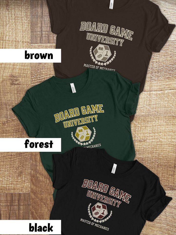 Board Game University Shirt, College T-shirt for Board Gamers, Master of Mechanics on Green product image (2)