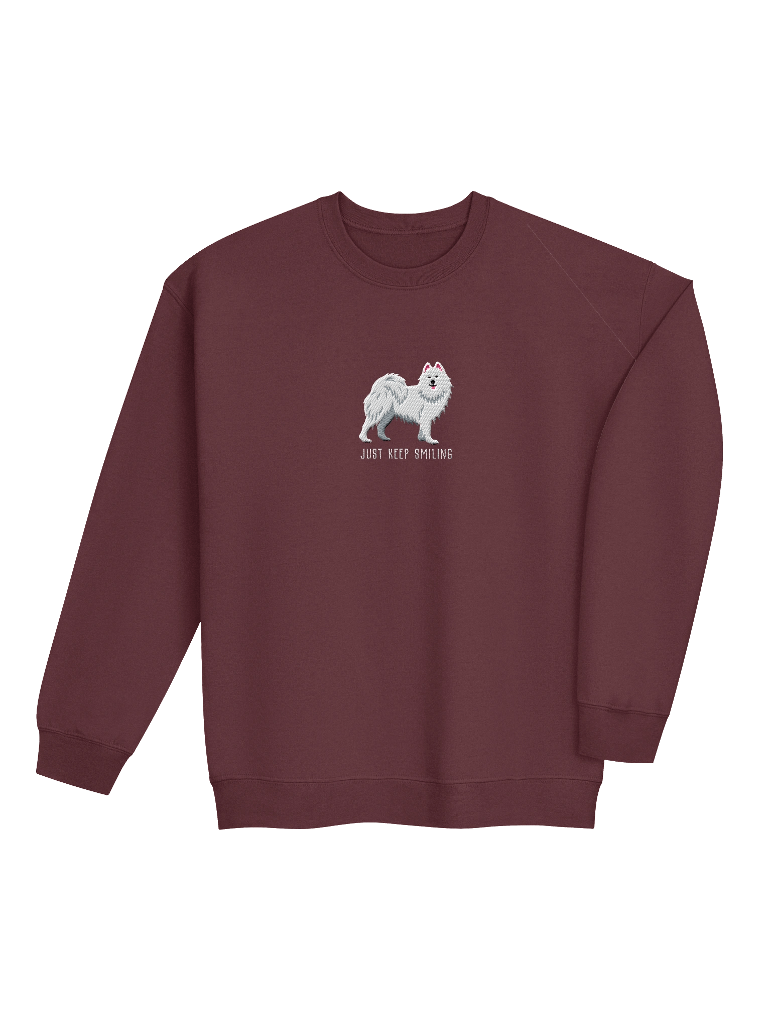 Just Keep Smiling Sweatshirt (Embroidered) of a Samoyed product image (8)
