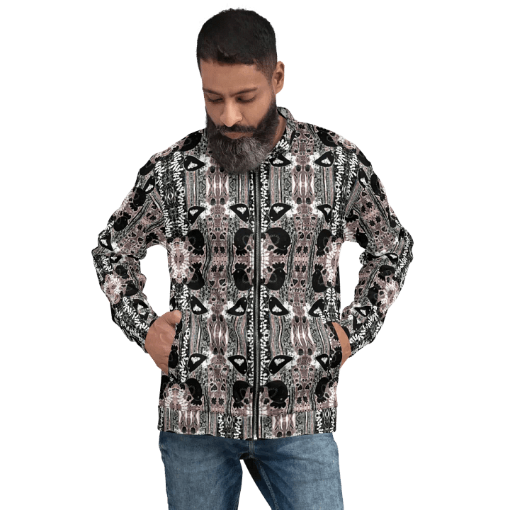 Abstract Floral Birds Unisex Bomber Jacket product image (2)