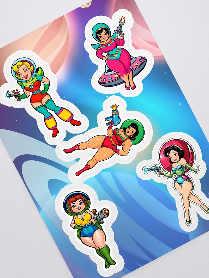 Retro-Futuristic Space Babes Sticker Sheet product image (1)