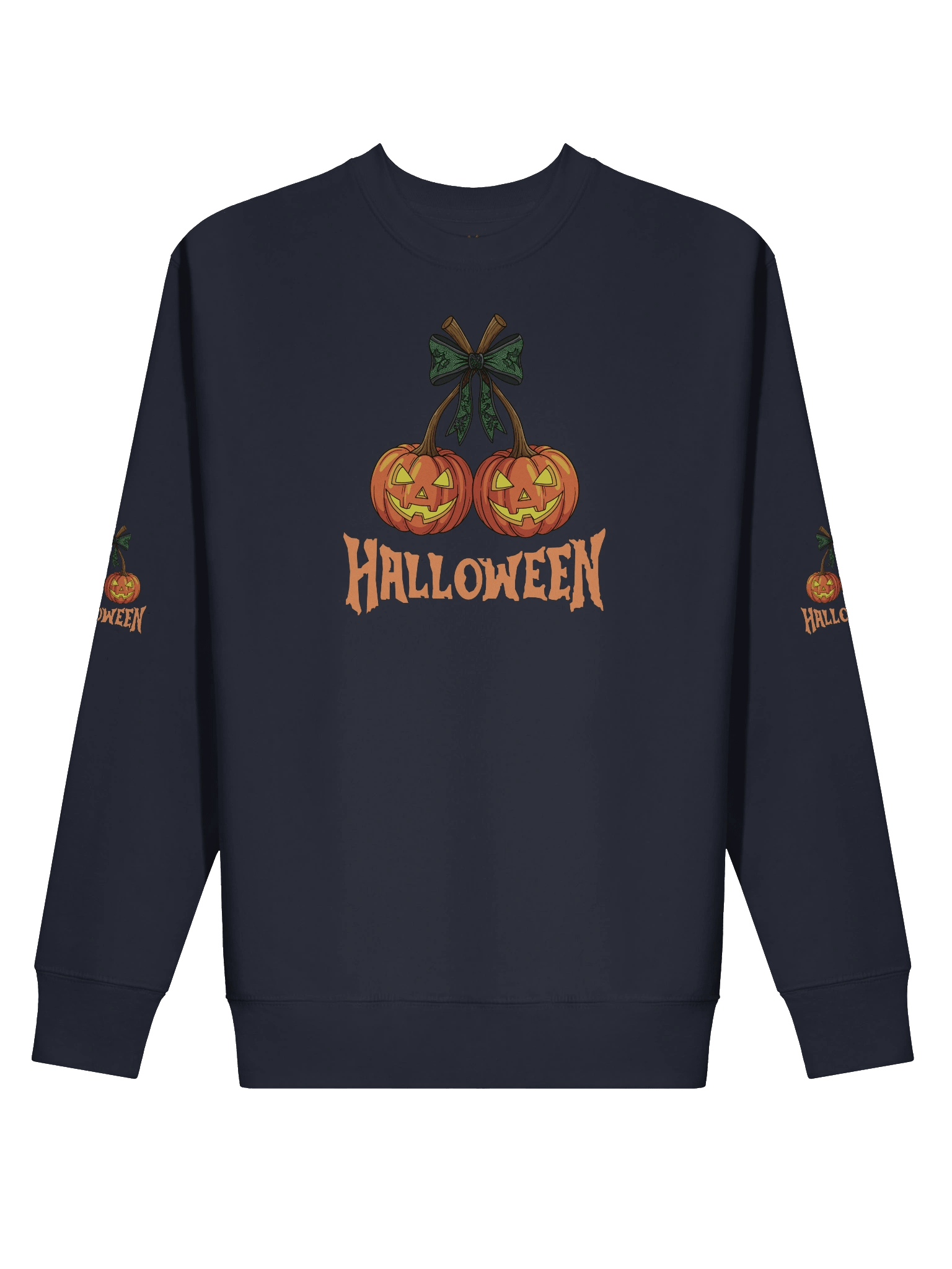 Halloween Pumpkin Sweatshirt – Spooky Twin Jack-O’-Lantern Graphic Design" product image (13)